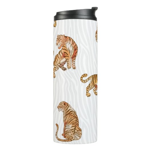 Bouteilles Isothermes Tigres sauvages : Motif d'animaux d'aquarelle. (Tourné sur la gauche)