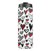 Bouteilles Isothermes Tirage à la main Forme du coeur blanc, noir et rou (Devant)