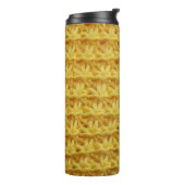 Bouteilles Isothermes Tissu tricoté jaune : texture rayée. (Tourné sur la gauche)