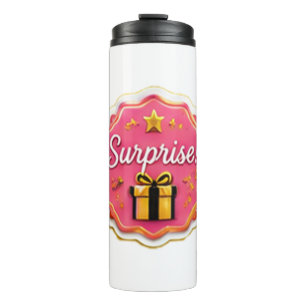 Bouteilles Isothermes Titre : Autocollant de boîte cadeau rose "Surprise