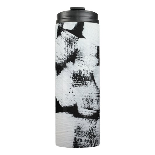 Bouteilles Isothermes Toile peinte abstraite noir blanc. (Devant)