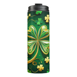 BOUTEILLES ISOTHERMES TONS DE SHAMROCKS CELTIQUES IRLANDAIS VERTS