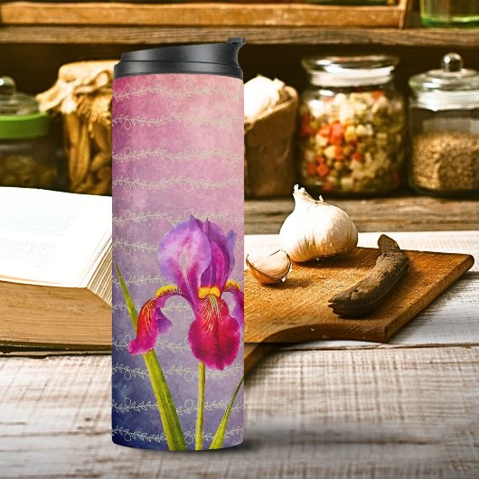 Bouteilles Isothermes Tons Violet Fleur Iris vintage