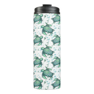 Bouteilles Isothermes tortue de mer à l'aquarelle verte motif bleu anima