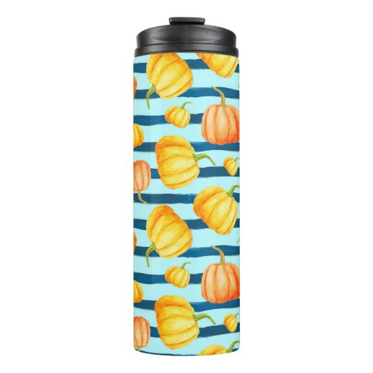 Bouteilles Isothermes Tour de Citrouille orange. Pat aquarelle transpare (Devant)