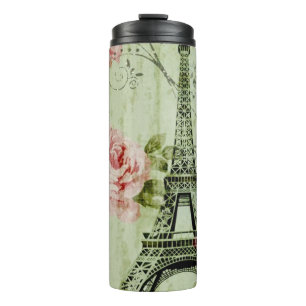 Bouteilles Isothermes tour de l' eiffel de paris à fleurs roses de print