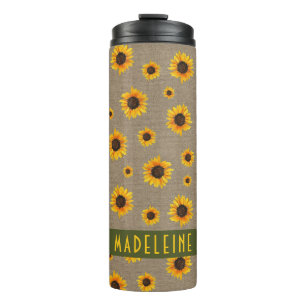 Bouteilles Isothermes Tournesol Floral Burlap Russe Olive Green Custom