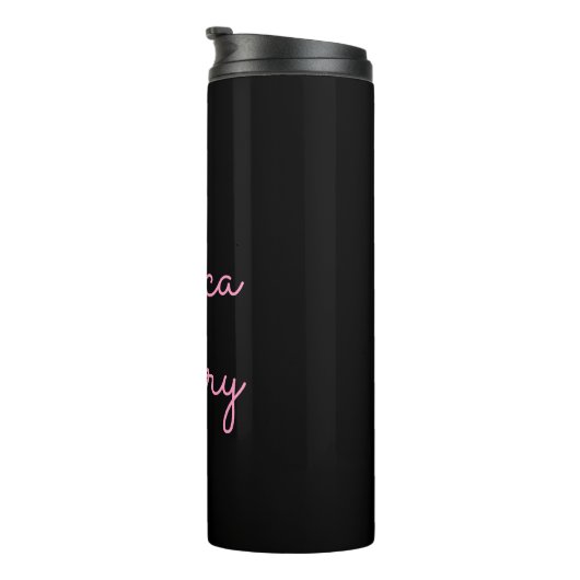 Bouteilles Isothermes Tout nom | Script rose modifiable Cool sur noir (Tourné sur la droite)