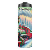 Bouteilles Isothermes Train de la forêt rouge et verte festive (Devant)