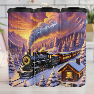 Bouteilles Isothermes Train de Noël Magique Paysage d'Hiver