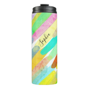 Bouteilles Isothermes Traits de couleur diagonaux, Nom, Art abstrait des