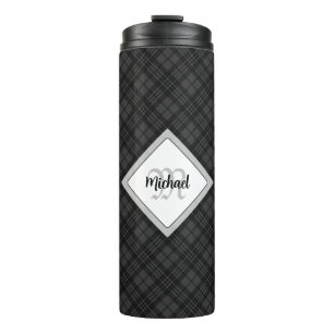 Bouteilles Isothermes Trendy noir blanc tartan Personnaliser Monogramme