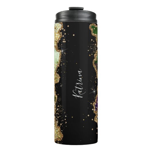 Bouteilles Isothermes Trendy Personalized Green Gold Agate Marbled (Devant)