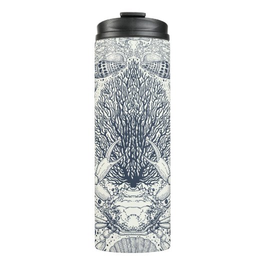 Bouteilles Isothermes Trésors de plage, coquillages, crabes, coraux et s (Devant)