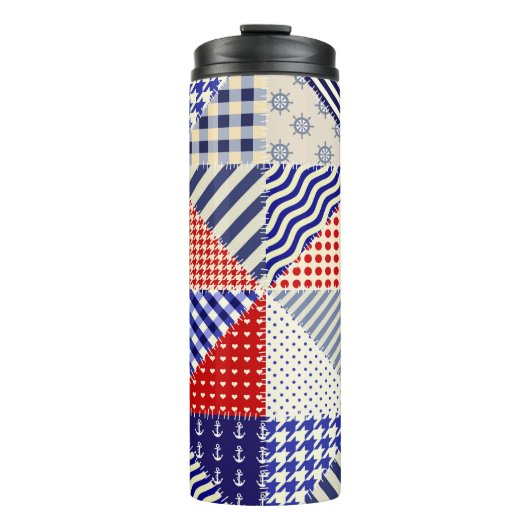 Bouteilles Isothermes Triangles De Patchwork Rétro Style Nautique (Devant)