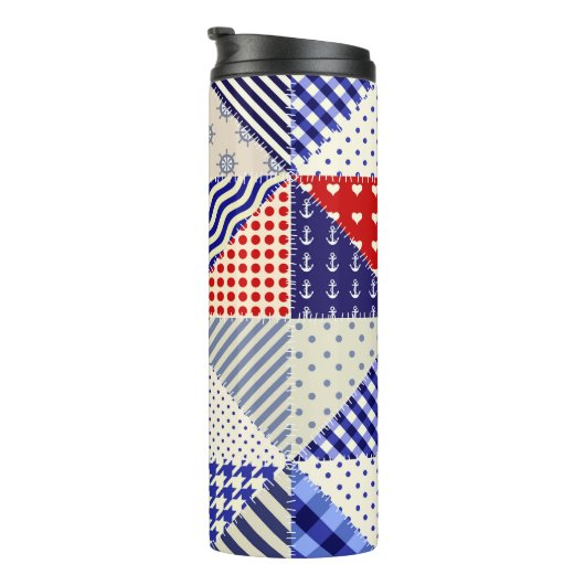 Bouteilles Isothermes Triangles De Patchwork Rétro Style Nautique (Tourné sur la droite)