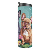 Bouteilles Isothermes Trois Bulldogs français dans un jardin (Tourné sur la droite)