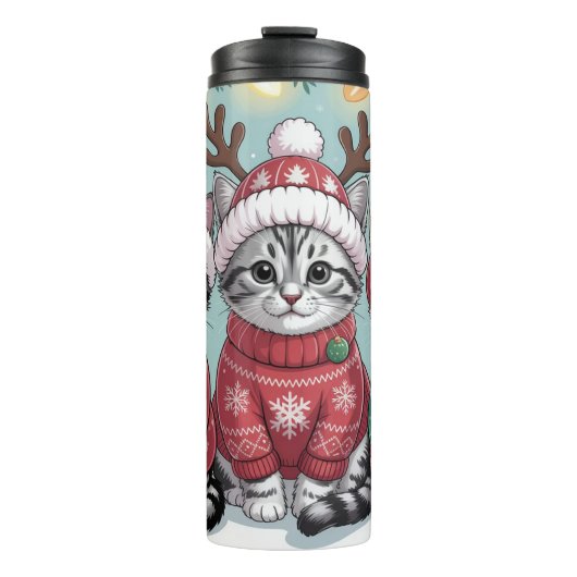 Bouteilles Isothermes Trois chatons de Noël festifs (Devant)