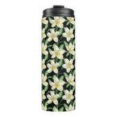 Bouteilles Isothermes Tropical continu motif fleurs blanches feuille ver (Devant)