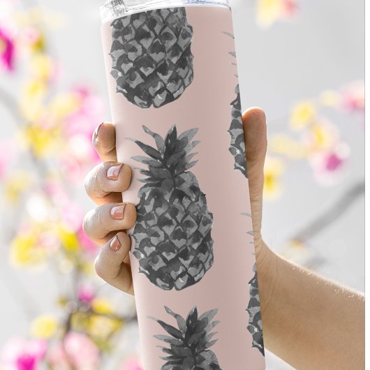 Bouteilles Isothermes Tropical Grey & Pink Ananas Motif sans couture