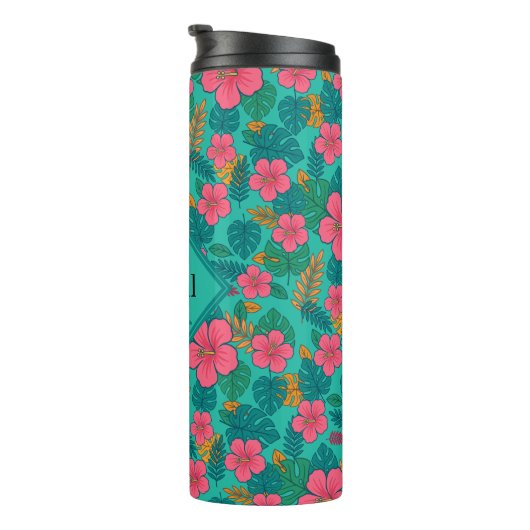 Bouteilles Isothermes Tropical Hibiscus and Palm Leaf Pattern  (Tourné sur la droite)