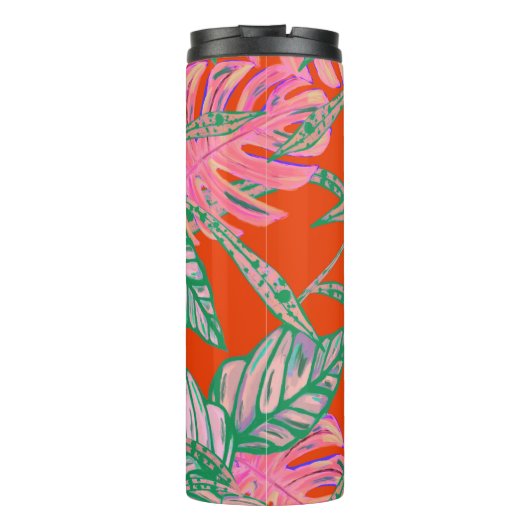 Bouteilles Isothermes Tropical Palm leaf monstera coleus rouge vert rose (Dos)