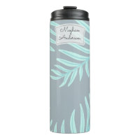 Tropical Pastel Feuilles Monogram Thermal Tumbler
