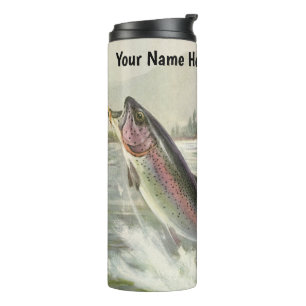 Bouteilles Isothermes Truite arc-en-ciel, pêcheur de poissons vintage pê
