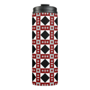 Bouteilles Isothermes Tuiles géométriques en rouge, noir et blanc