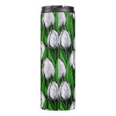 Bouteilles Isothermes Tulières blanches avec feuilles verts (Dos)