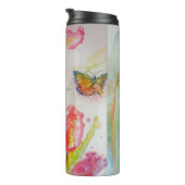 Bouteilles Isothermes Tulipe colorée et papillon Aquarelle fleurie Th (Tourné sur la droite)