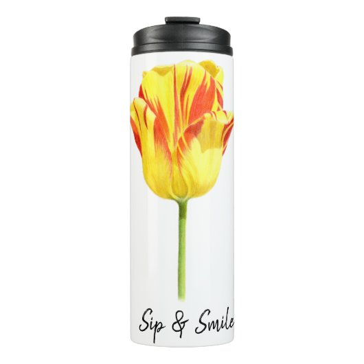 Bouteilles Isothermes Tulipe rouge et jaune personnalisée (Devant)