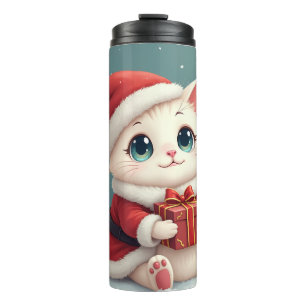 Bouteilles Isothermes Tumbler Chat de Noël blanc