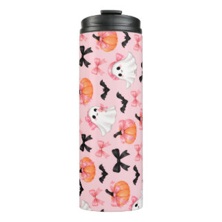 Bouteilles Isothermes Tumbler Coquette Halloween Fantômes et Citrouilles