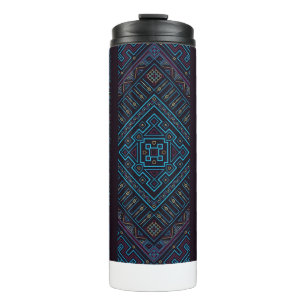 Bouteilles Isothermes Tumbler Thermique à Motif Géométrique Tribal Bleu