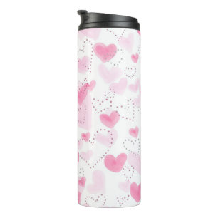 Bouteilles Isothermes Tumbler Thermique Cœurs Aquarelle Rose Esthétique
