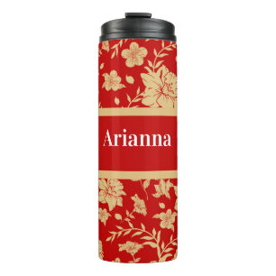 Bouteilles Isothermes Tumbler Thermique Floral Or Rouge Personnalisé