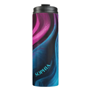 Bouteilles Isothermes Tumbler Thermique Moderne Abstrait-Bleu et Fuchsia