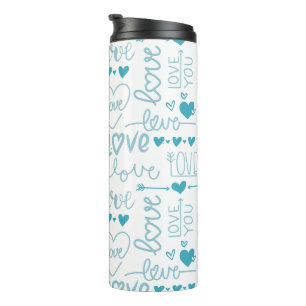 Bouteilles Isothermes Turquoise Amusement et Amour Moderne et Coeurs