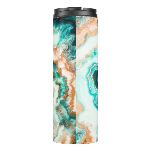 Bouteilles Isothermes Turquoise Aqua Agate Golden Custom Monogramme mode (Dos)