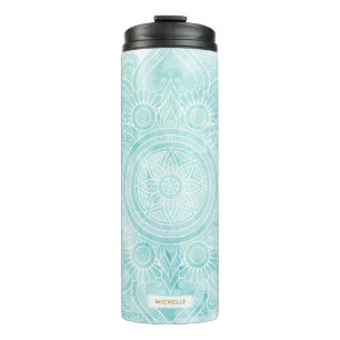 Bouteilles Isothermes Turquoise aquarelle Mandala