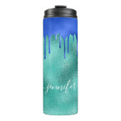 Bouteilles Isothermes Turquoise bleu bleu vert gouttes nom (Devant)