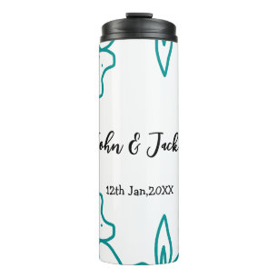 Bouteilles Isothermes Turquoise bleu couple marié date flstylish 