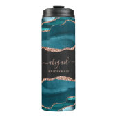 Bouteilles Isothermes Turquoise Blue Rose Gold Agate Dark Bridesmaid Mar (Devant)