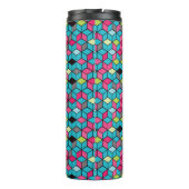 Bouteilles Isothermes Turquoise et motif rose de cube (Dos)