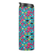 Bouteilles Isothermes Turquoise et motif rose de cube (Tourné sur la droite)