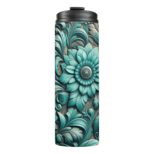 Bouteilles Isothermes Turquoise Floral Motif à outils Turquoise Turquois