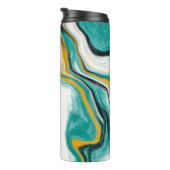 Bouteilles Isothermes Turquoise, Or, Turquoise, Marbre blanc Fluid Art (Tourné sur la droite)