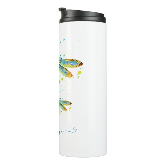 Bouteilles Isothermes Turquoise Splatter Dragonfly personnalisée (Tourné sur la droite)