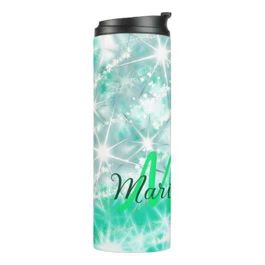 Bouteilles Isothermes Turquoise turquoise agate aqua monogramme ajouter  (Tourné sur la gauche)